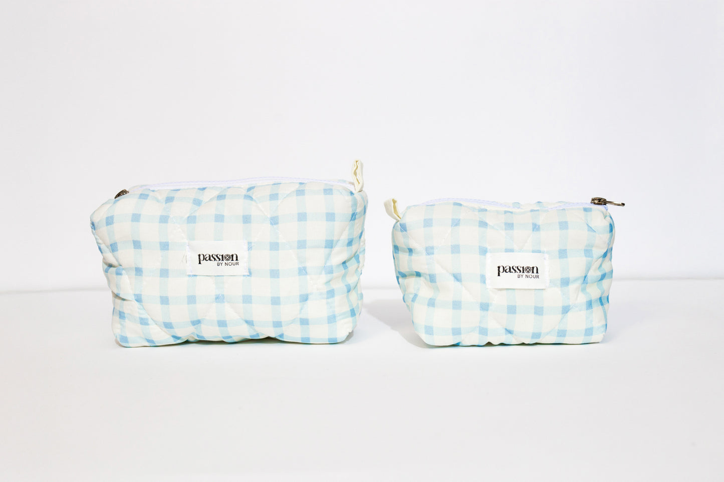 Baby blue checkered pouch