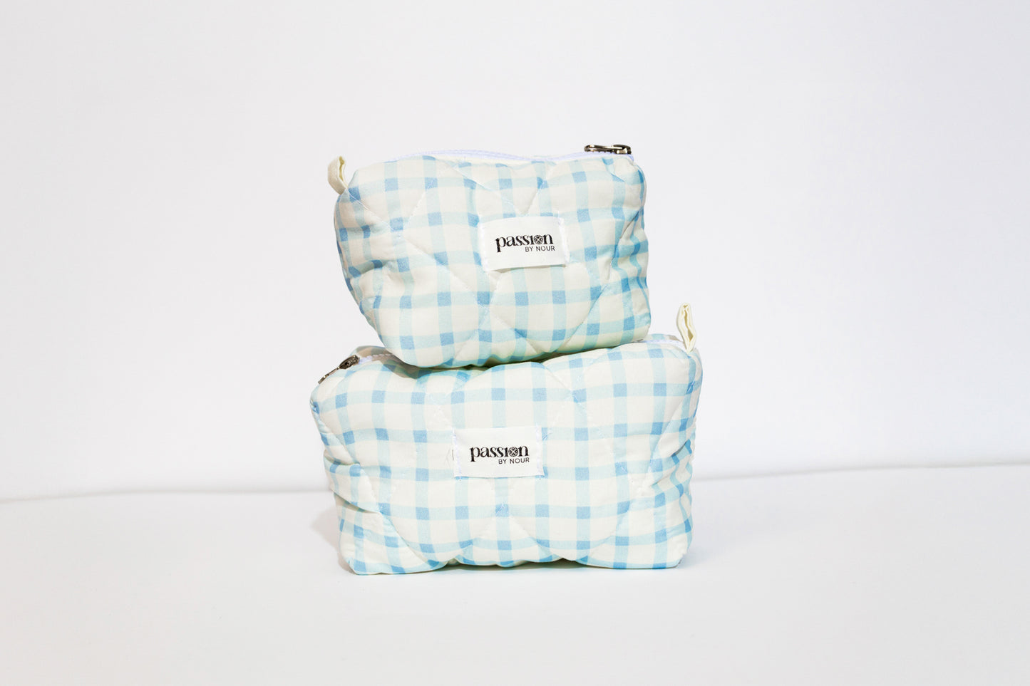 Baby blue checkered pouch