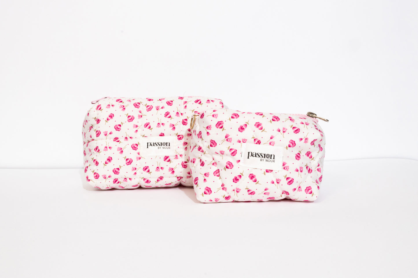 Pink and white floral pouch